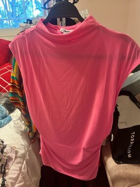 DKNY Bright Pink Sleeveless Mock Neck Tunic